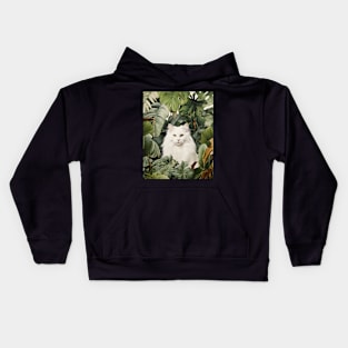 Purrfect Harmony: Cats and Plants Sticker Kids Hoodie